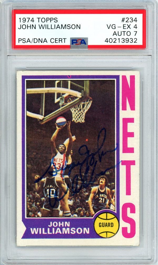 "Super" John Williamson Autographed 1974 Topps Rookie Card #234 New York Nets PSA/DNA #40213932
