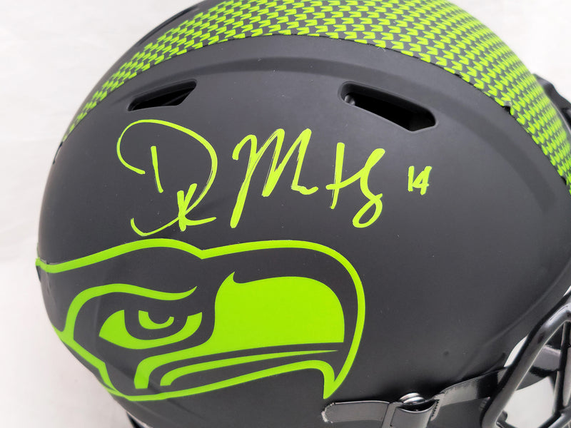 DK D.K. Metcalf Autographed Seattle Seahawks Eclipse Black Full Size Authentic Speed Helmet Decal Bubble MCS Holo