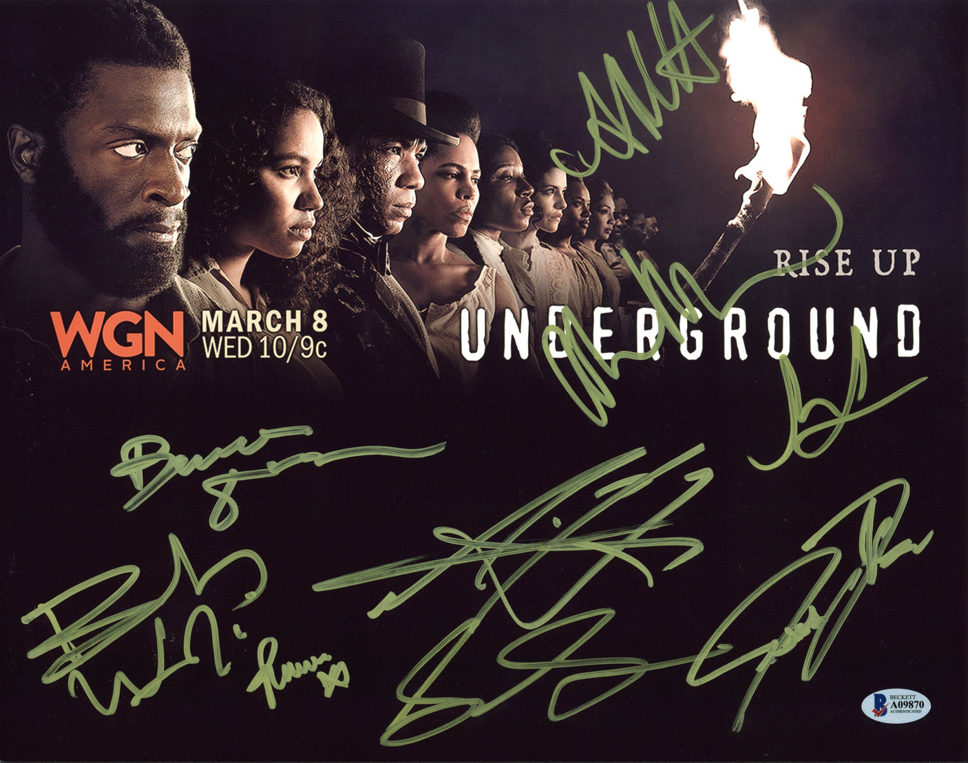 Underground (Aldis Hodge, Alano Miller +7) Signed 11X14 Photo BAS #A09870