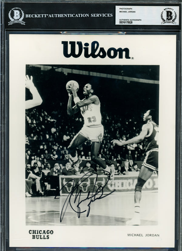 Michael Jordan Autographed 8x10 Photo Chicago Bulls Vintage Rookie Signature Beckett BAS #16178928