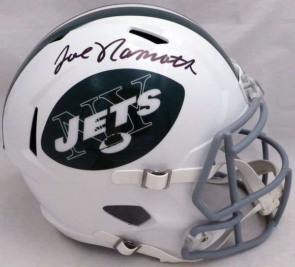 Joe Namath Autographed New York Jets Full Size Speed Replica Helmet Beckett BAS QR #BH52440