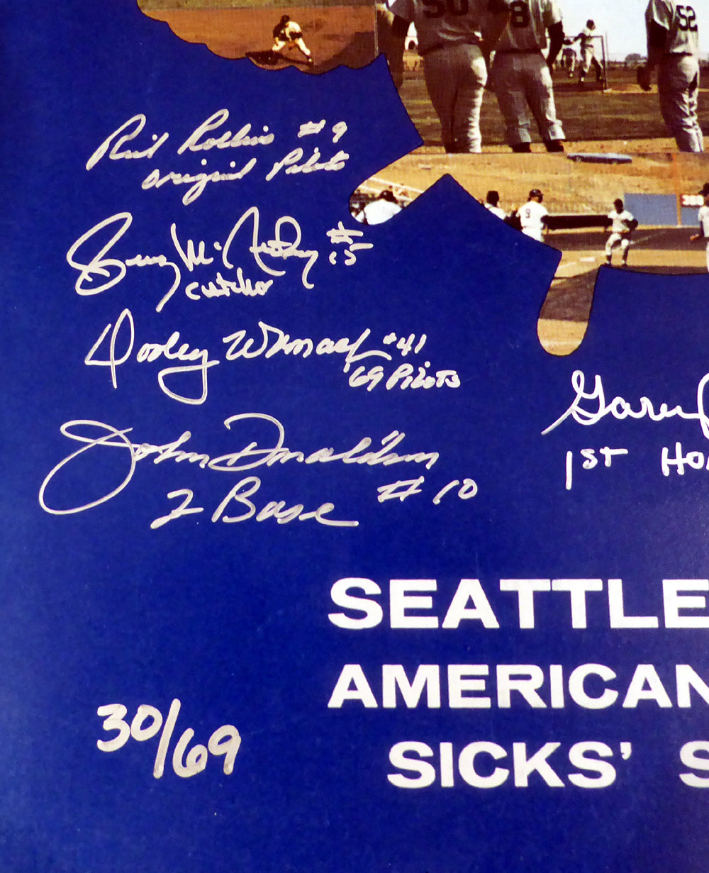 1969 Inaugural Season Seattle Pilots Autographed 16x20 Photo With 15 Total Signatures Including Jim Bouton #/69 PSA/DNA Stock #1015 - PristineMarketplace