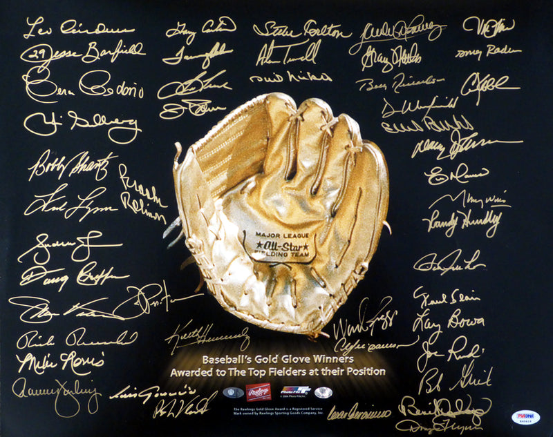 MLB Gold Glove Winners Autographed 16x20 Photo With 45 Total Signatures Including Brooks Robinson, Ozzie Smith & Gary Carter PSA/DNA Stock