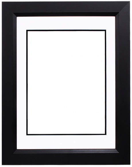 Custom DIY Frame for 11x14 Photo - Premium Black 2" Frame with White/Black Double Matting (Overall Dimensions 17.5" x 21.5") - PristineMarketplace
