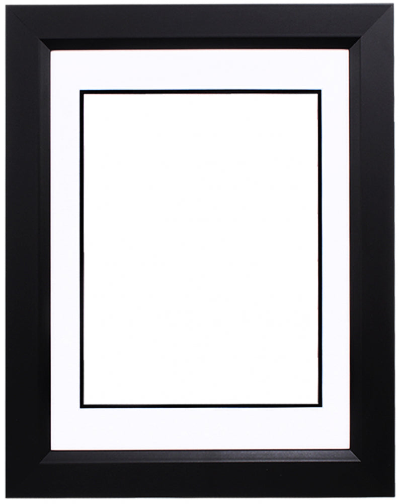 Custom DIY Frame for 11x14 Photo - Premium Black 2" Frame with White/Black Double Matting (Overall Dimensions 17.5" x 21.5") - PristineMarketplace