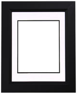 Custom DIY Frame for 8x10 Photo - Premium Black 2" Frame with White/Black Double Matting (Overall Dimensions 14.5" x 17.5") - PristineMarketplace