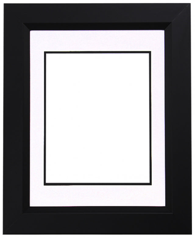Custom DIY Frame for 8x10 Photo - Premium Black 2" Frame with White/Black Double Matting (Overall Dimensions 14.5" x 17.5") - PristineMarketplace