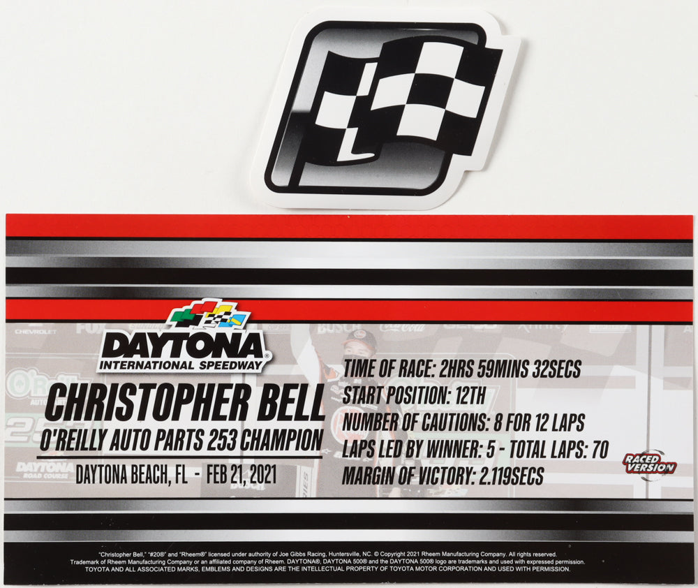 Christopher Bell Signed 2021 NASCAR #20 Rheem Daytona Win Camry - 1:24 Premium Action Diecast Car - PristineMarketplace