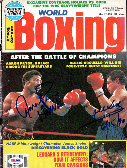 Alexis Arguello & Aaron Pryor Autographed Boxing World Magazine Cover PSA/DNA
